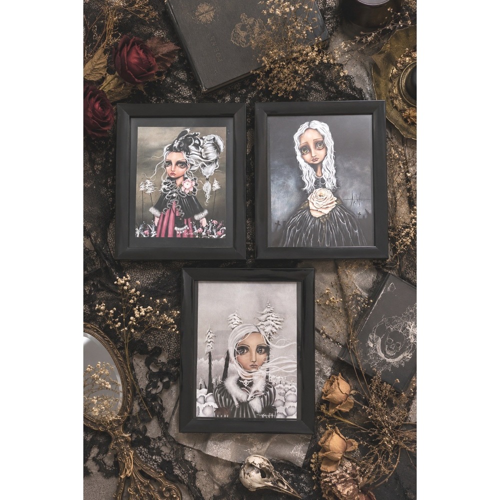 Angelina Wrona Gothic Art Print Set Framed Dark Fairy Anime Surreal Goth Decor